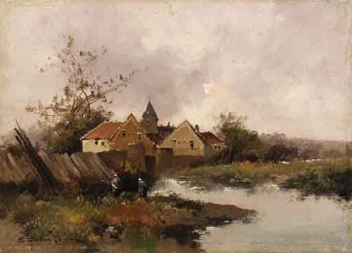 Eugene Galien-Laloue Village au Bord de Eau oil painting picture